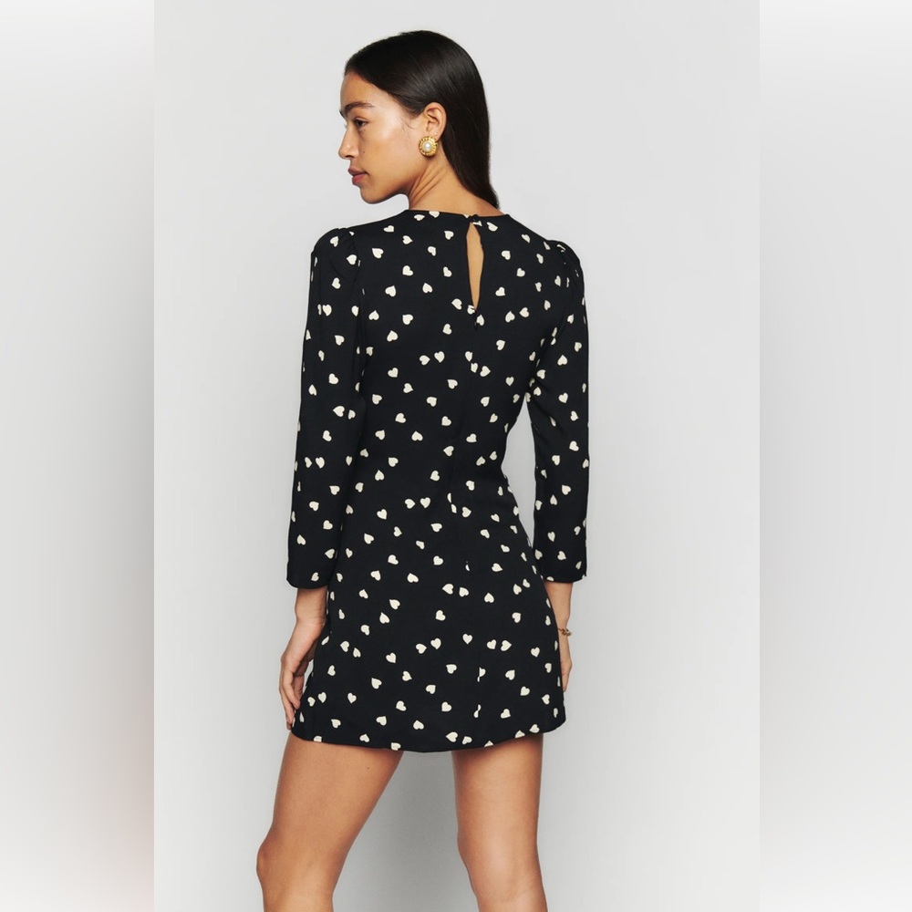 Reformation Brantley 3/4 Sleeve Mini Dress in Luv It Heart Print - Picture 4 of 6
